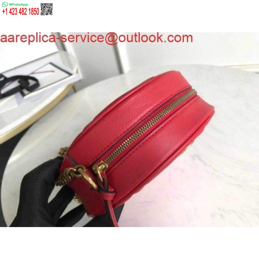 نسخة طبق الأصل غوتشي 550154 جي جي مارمونت حقيبة كتف مستديرة صغيرة حمراء