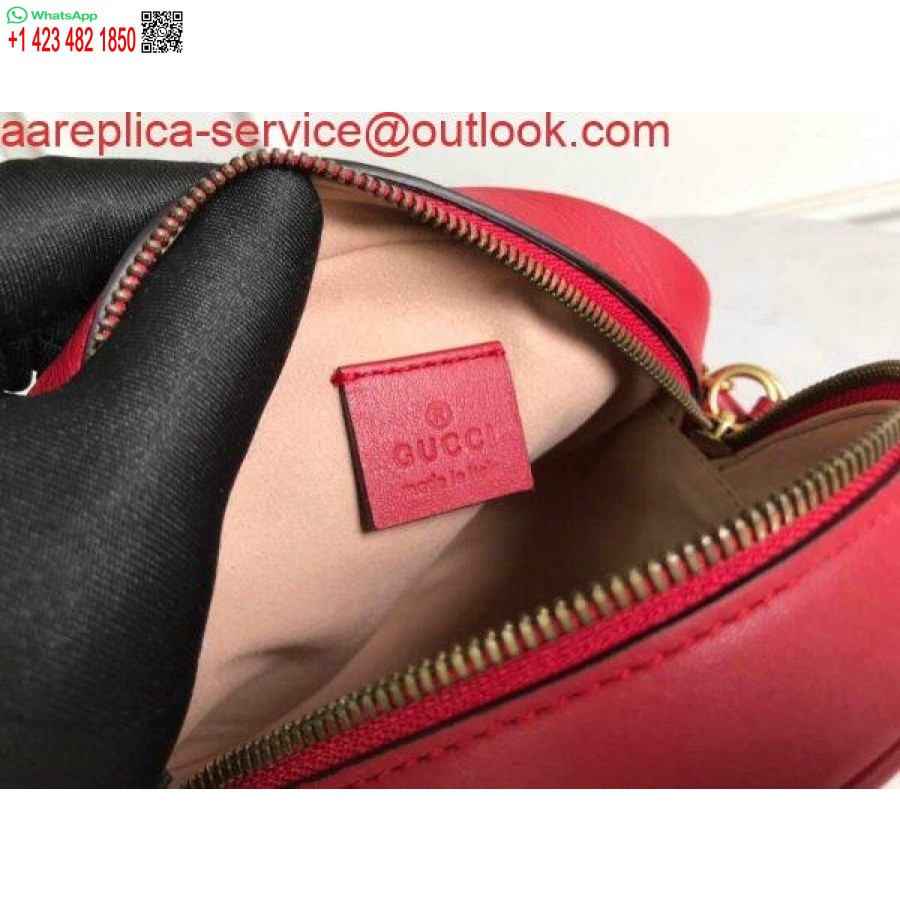 نسخة طبق الأصل غوتشي 550154 جي جي مارمونت حقيبة كتف مستديرة صغيرة حمراء