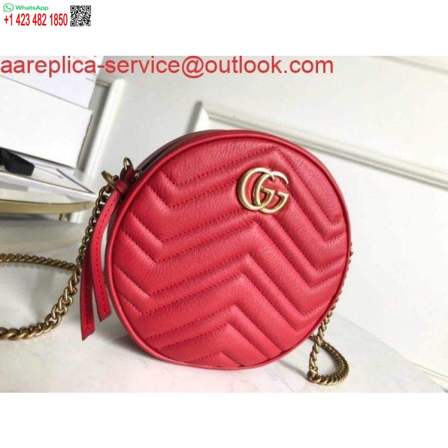 Replika Gucci 550154 Gg Marmont Mini Kulatá Taška Přes Rameno červená