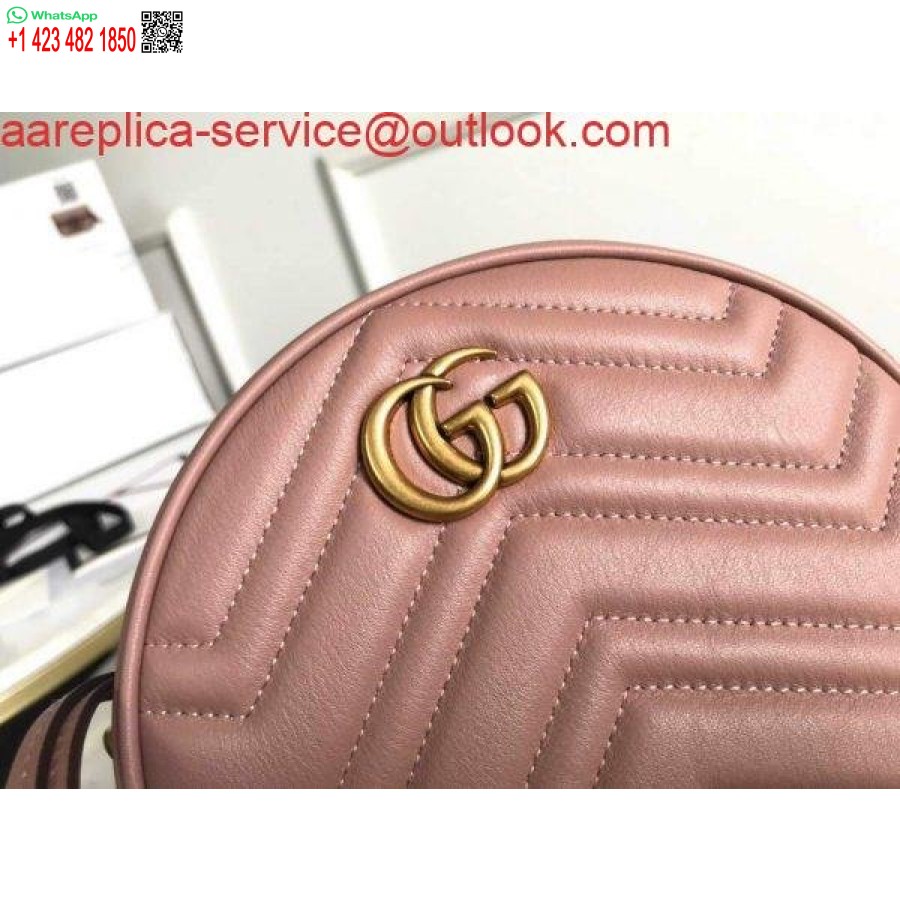 نسخة طبق الأصل غوتشي 550154 جي جي مارمونت حقيبة كتف مستديرة صغيرة وردي فاتح