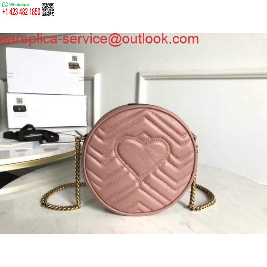 نسخة طبق الأصل غوتشي 550154 جي جي مارمونت حقيبة كتف مستديرة صغيرة وردي فاتح
