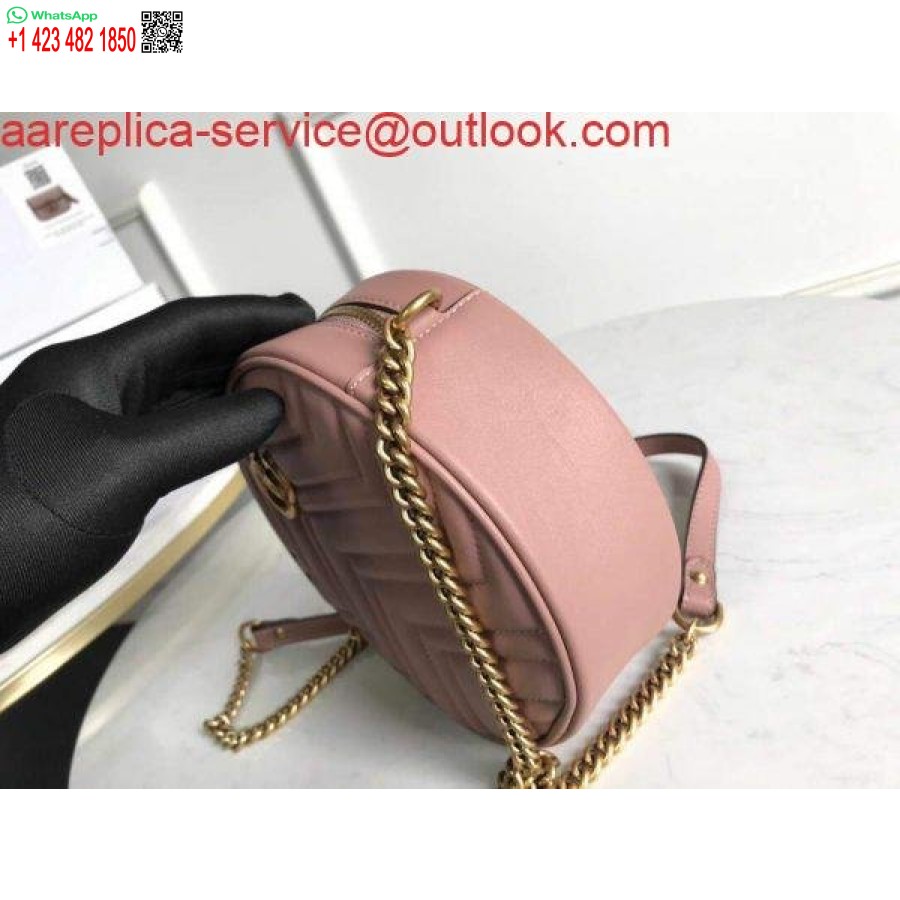 نسخة طبق الأصل غوتشي 550154 جي جي مارمونت حقيبة كتف مستديرة صغيرة وردي فاتح
