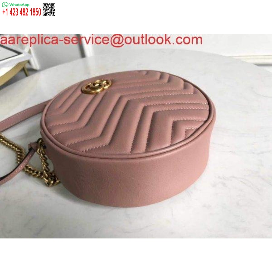 نسخة طبق الأصل غوتشي 550154 جي جي مارمونت حقيبة كتف مستديرة صغيرة وردي فاتح