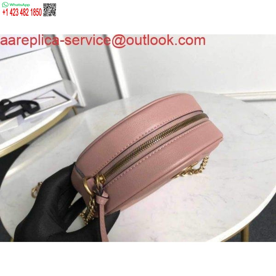 نسخة طبق الأصل غوتشي 550154 جي جي مارمونت حقيبة كتف مستديرة صغيرة وردي فاتح