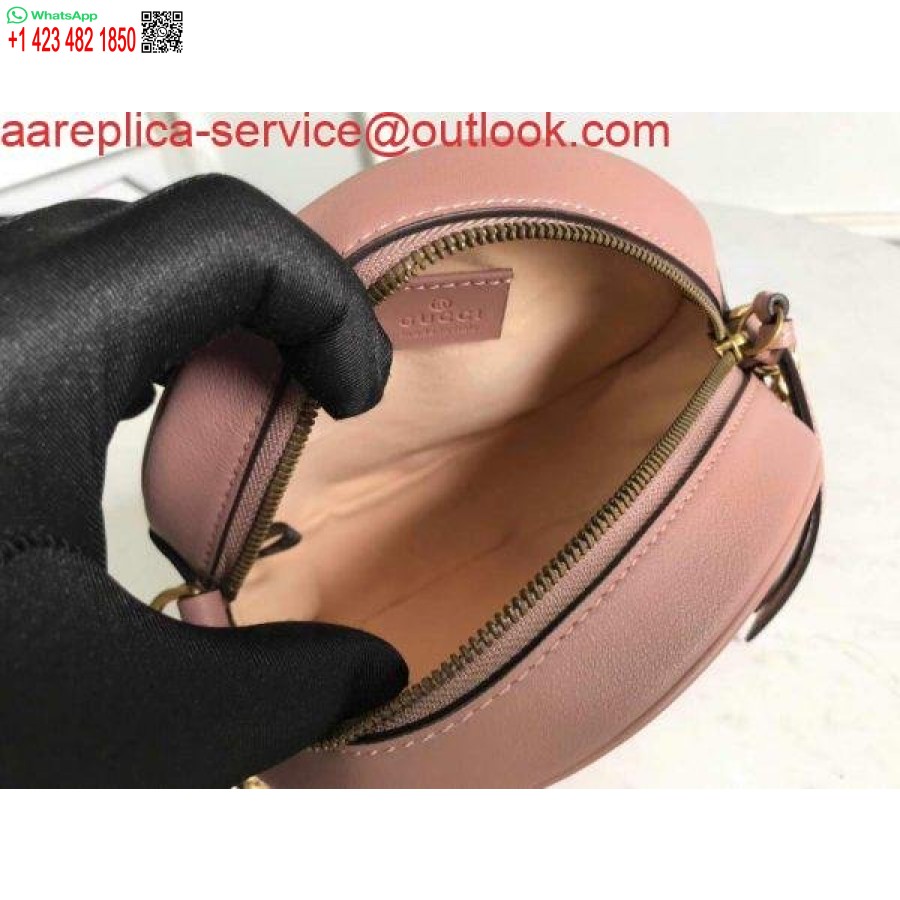 نسخة طبق الأصل غوتشي 550154 جي جي مارمونت حقيبة كتف مستديرة صغيرة وردي فاتح
