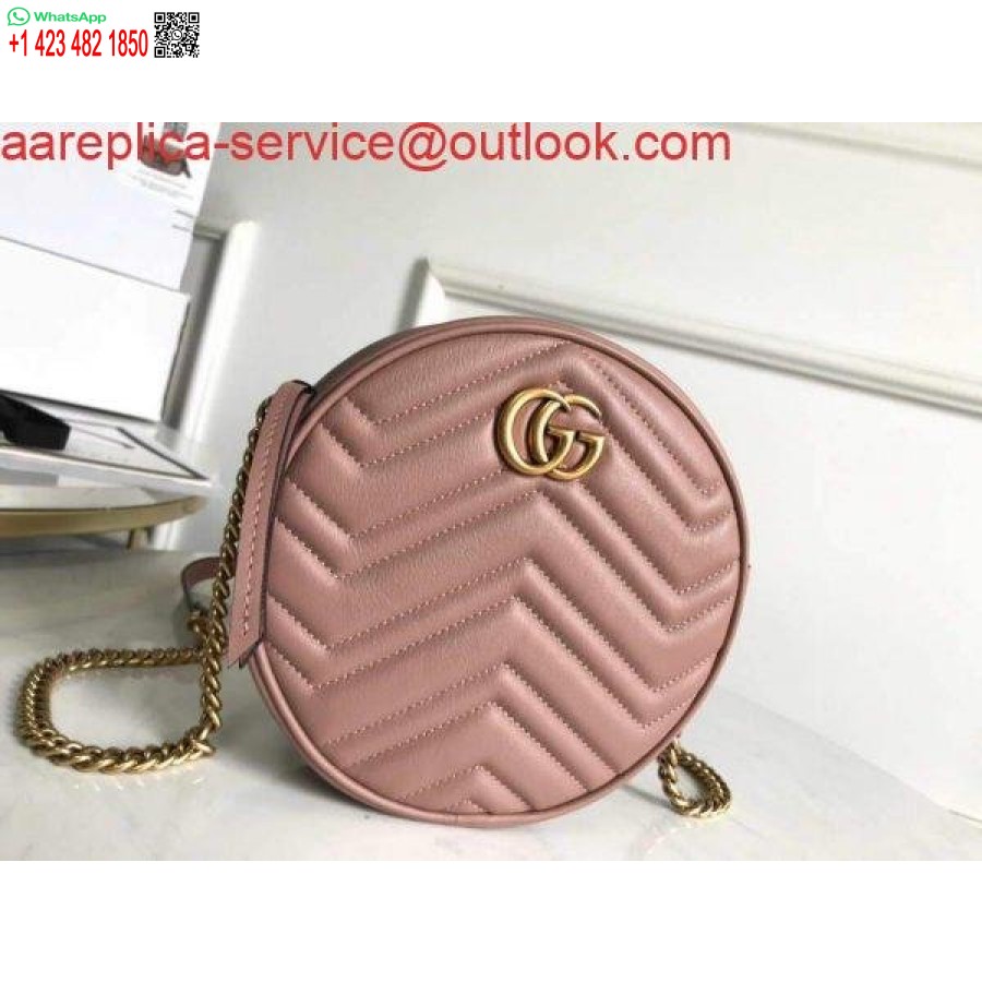 Replika Gucci 550154 Gg Marmont Mini Kulatá Kabelka Přes Rameno Světle Růžová