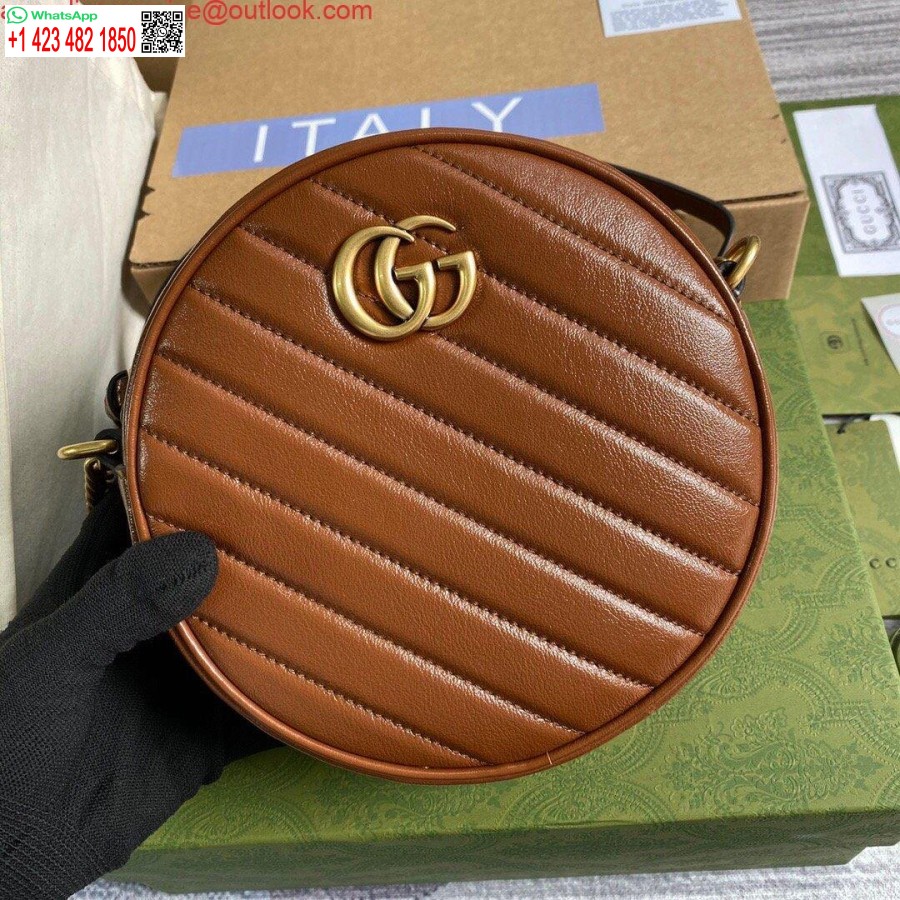 نسخة طبق الأصل من غوتشي 550154 جي جي مارمونت حقيبة كتف مستديرة صغيرة بنية