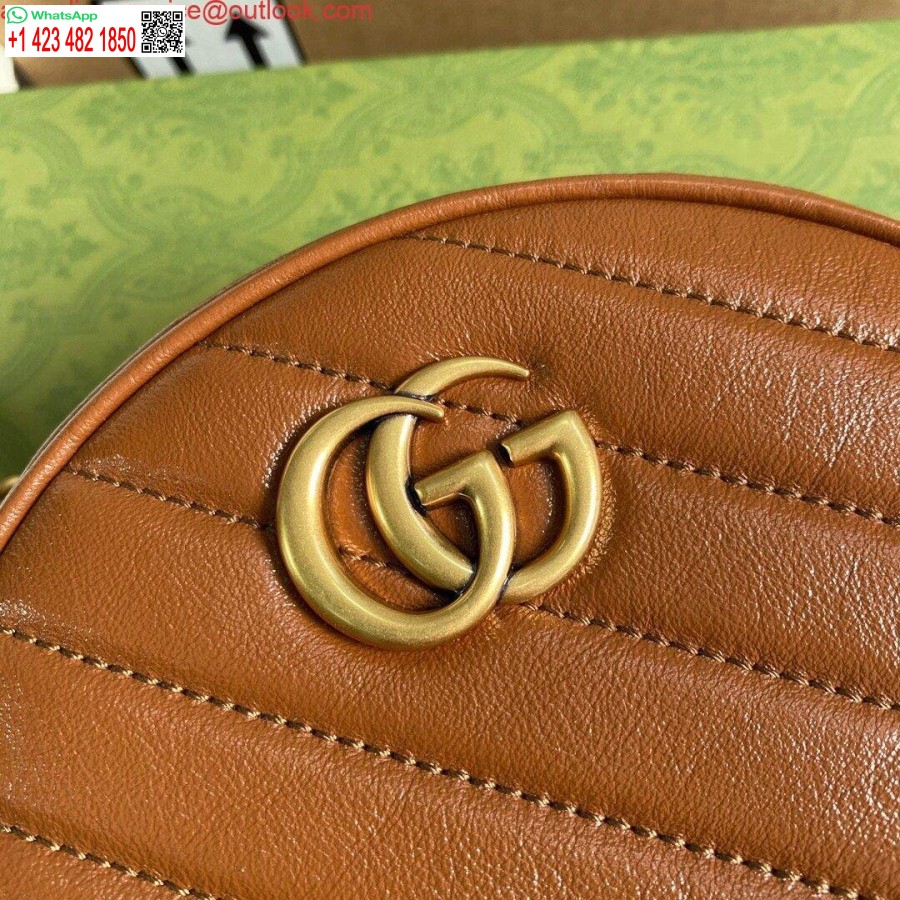 نسخة طبق الأصل من غوتشي 550154 جي جي مارمونت حقيبة كتف مستديرة صغيرة بنية
