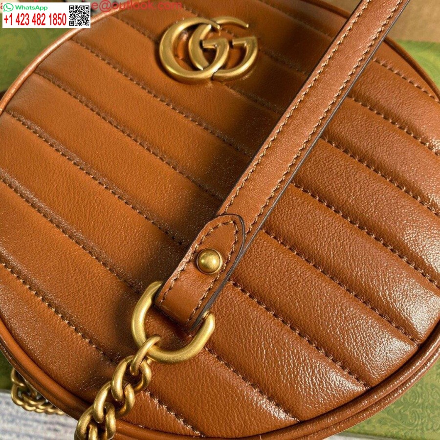 نسخة طبق الأصل من غوتشي 550154 جي جي مارمونت حقيبة كتف مستديرة صغيرة بنية