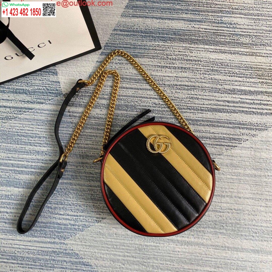 ماکت گوچی 550154 Gg مارمونت مینی کیف شانه گرد مشکی زرد