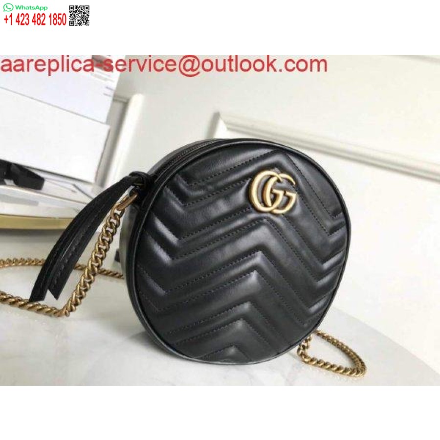 Replika Gucci 550154 Gg Marmont Mini Kulatá Taška Přes Rameno černá
