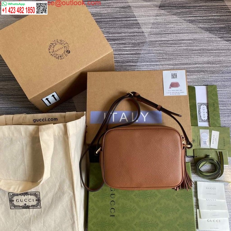 Replika Gucci 308364 Soho Malá Kožená Crossbody Kabelka Disco Bag Hnědá
