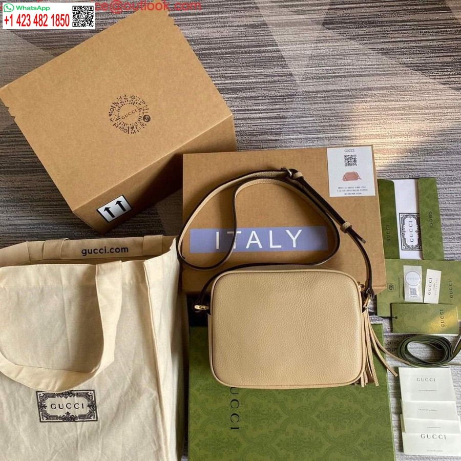 Replika Gucci 308364 Soho Malá Kožená Crossbody Kabelka Disco Bag Béžová