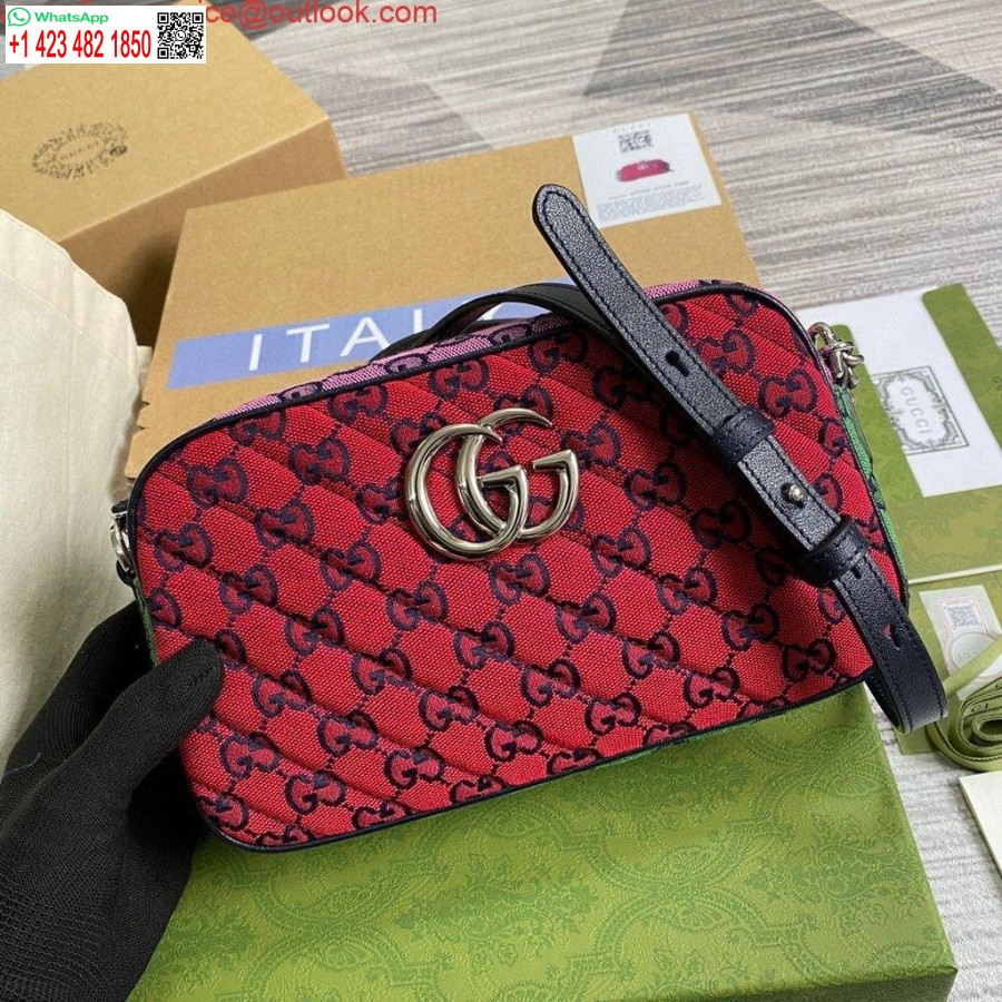 レプリカグッチ447632 GGマーモントマルチカラースモールショルダーバッグレッドとグリーン
