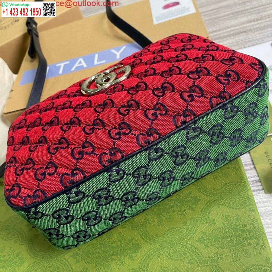 レプリカグッチ447632 GGマーモントマルチカラースモールショルダーバッグレッドとグリーン