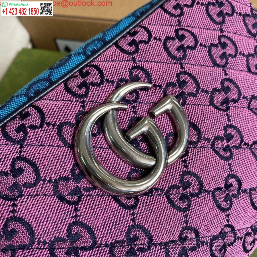 Replica Gucci 447632 Gg Marmont Daugiaspalvis Mažas Pečių Krepšys, Violetinė Ir žalia