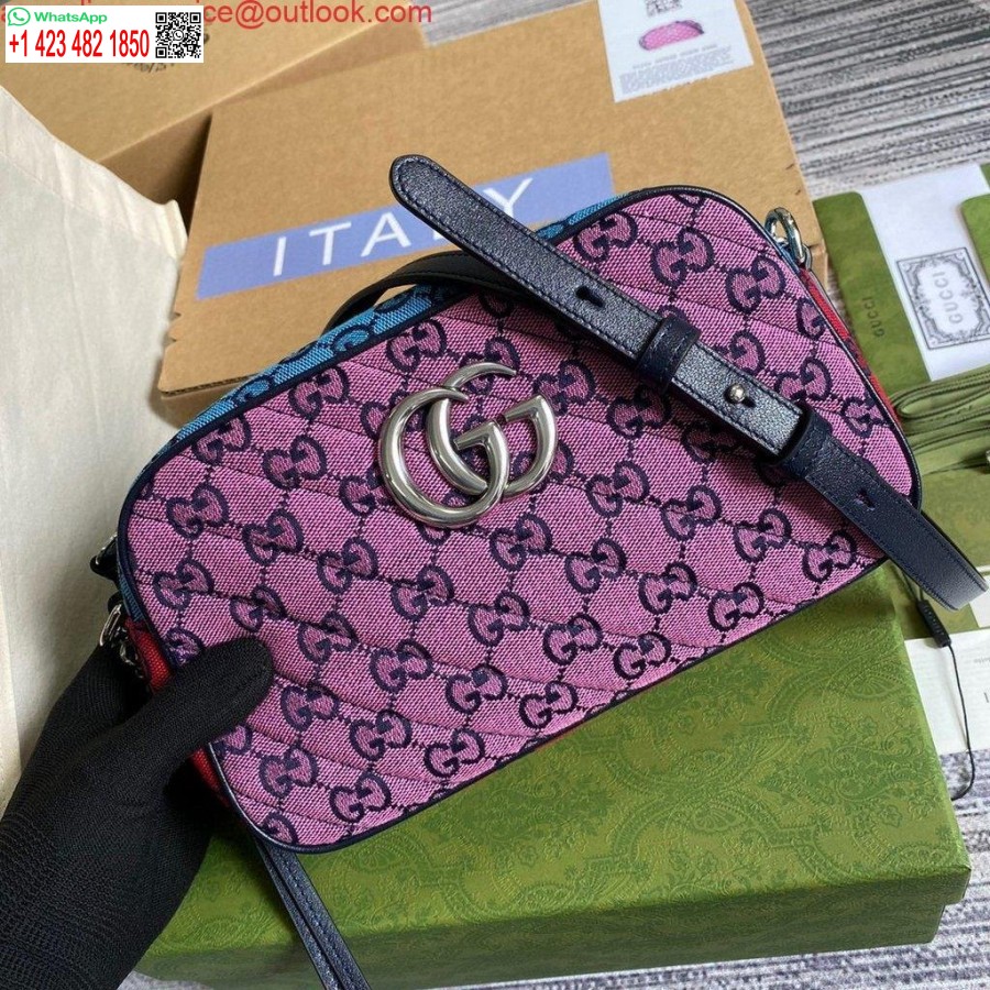 Replica Gucci 447632 Gg Marmont Daugiaspalvis Mažas Pečių Krepšys, Violetinė Ir žalia
