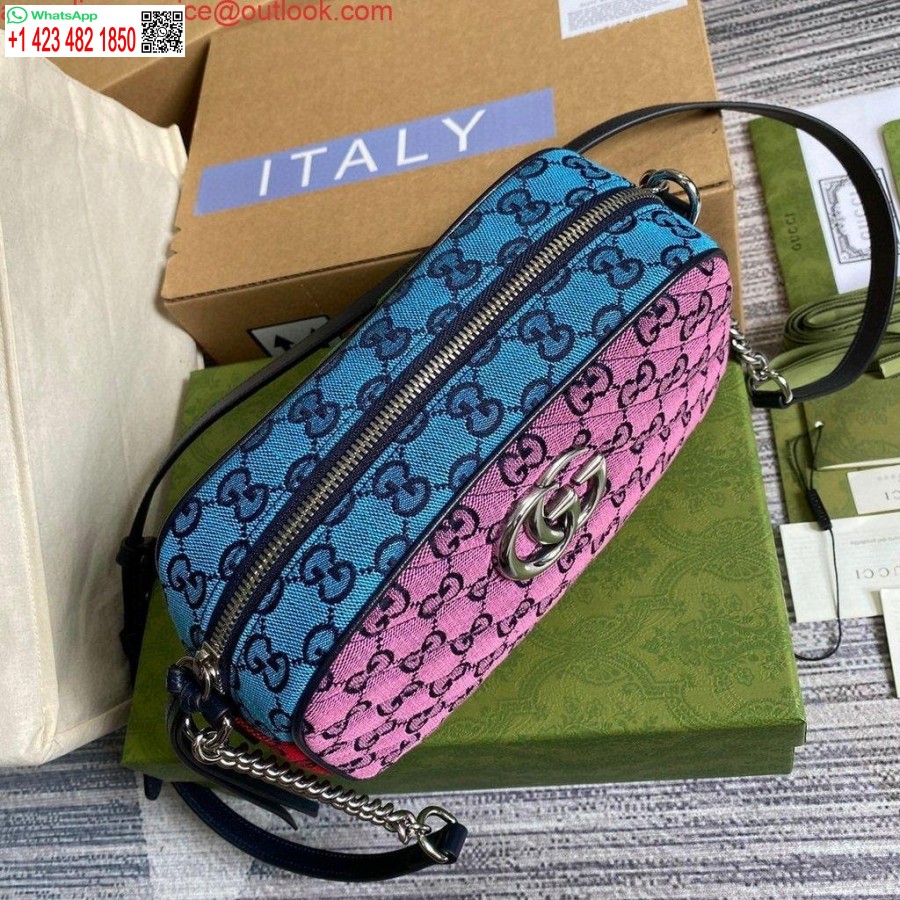Replica Gucci 447632 Gg Marmont Daugiaspalvis Mažas Pečių Krepšys, Violetinė Ir žalia