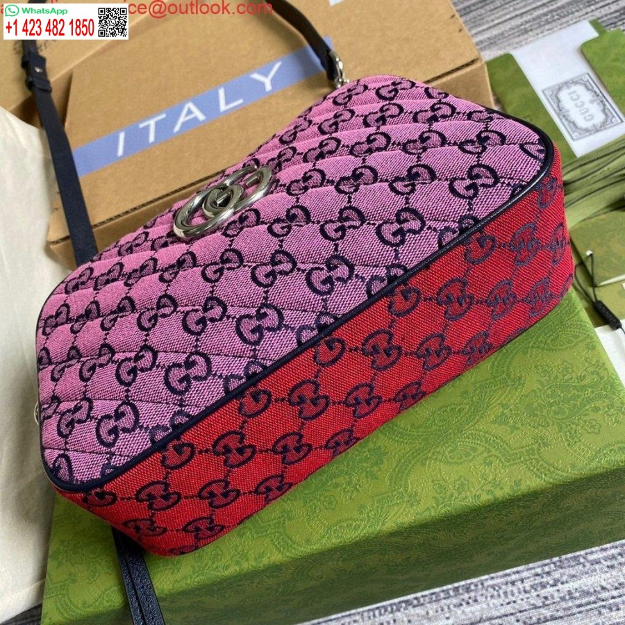 Replica Gucci 447632 Gg Marmont Daugiaspalvis Mažas Pečių Krepšys, Violetinė Ir žalia
