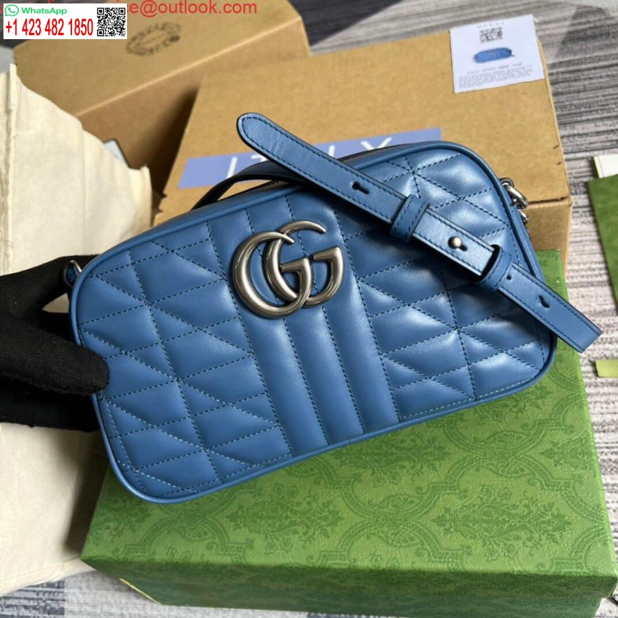 نسخة طبق الأصل من غوتشي 447632 جي جي مارمونت حقيبة كتف ماتيلاسيه زرقاء
