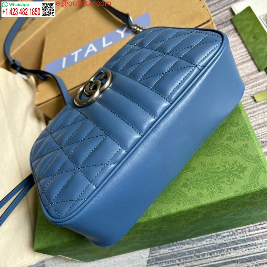 نسخة طبق الأصل من غوتشي 447632 جي جي مارمونت حقيبة كتف ماتيلاسيه زرقاء