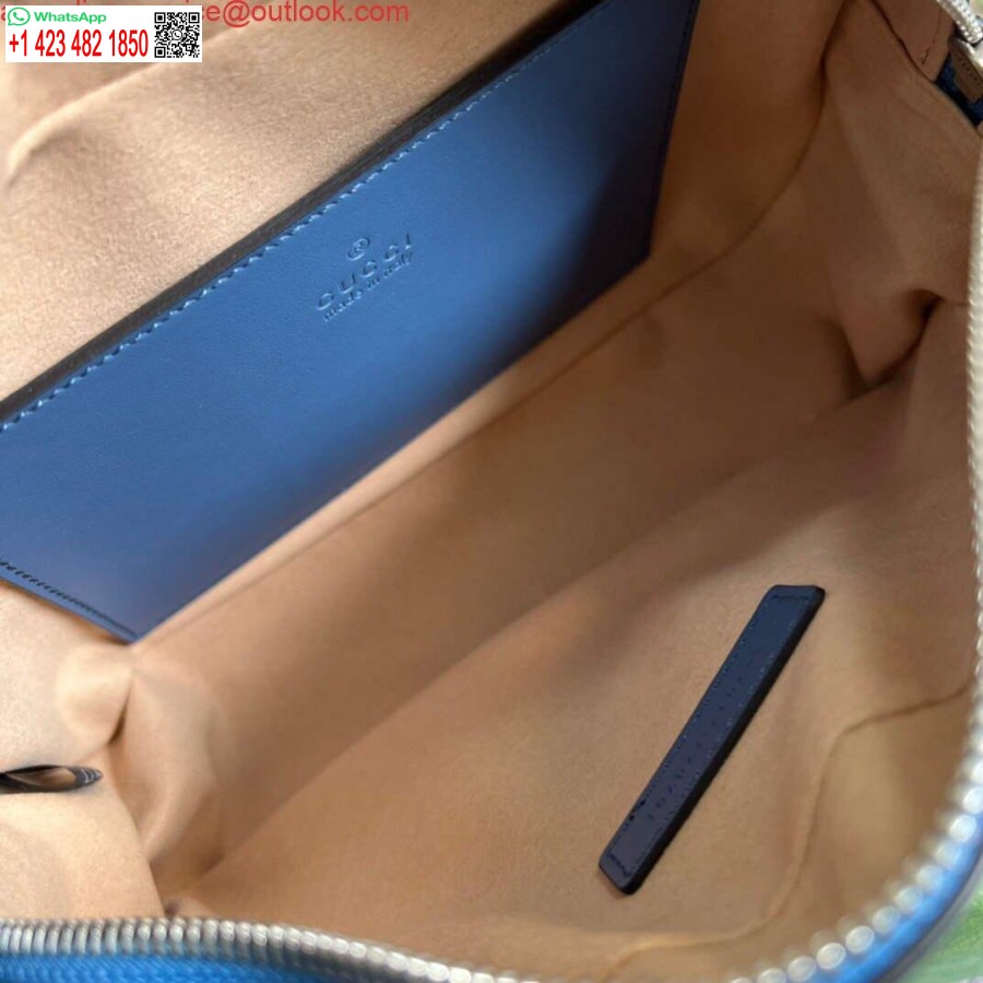 نسخة طبق الأصل من غوتشي 447632 جي جي مارمونت حقيبة كتف ماتيلاسيه زرقاء
