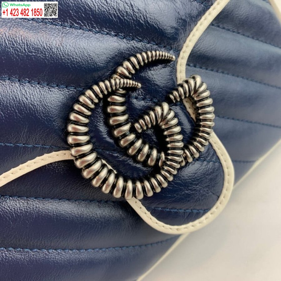 Replica Gucci Luxury Gg Marmont Mini Maišelis Su Viršutine Rankena 7 žvaigždučių 583571 Mėlynas