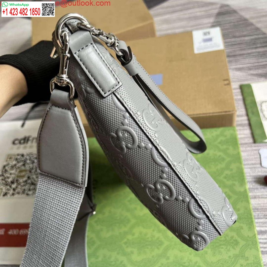 Replica Gucci 696009 Gg Kohokuvioitu Medium Messenger Bag Harmaa