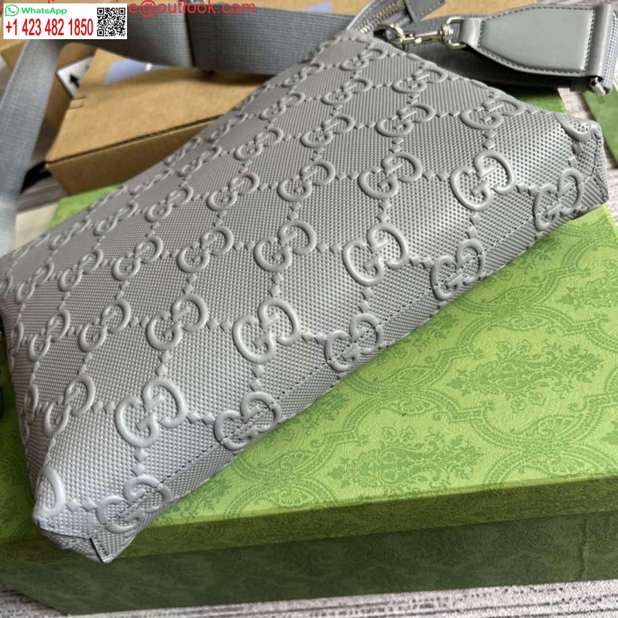 Replica Gucci 696009 Gg Kohokuvioitu Medium Messenger Bag Harmaa