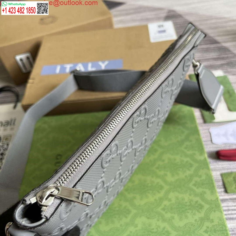 Replica Gucci 696009 Gg Kohokuvioitu Medium Messenger Bag Harmaa
