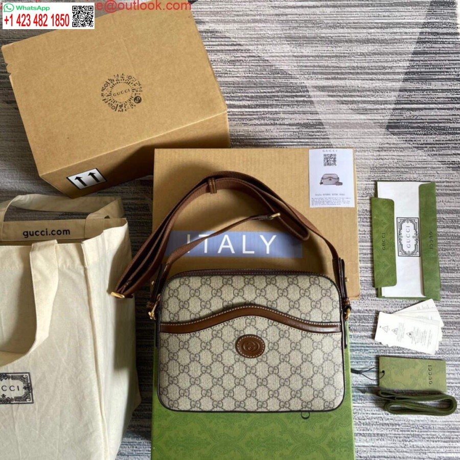 Replica Gucci 675891 Lähettilaukku, Jossa On Lukkiutuvat G Beige Ja Eebenpuu