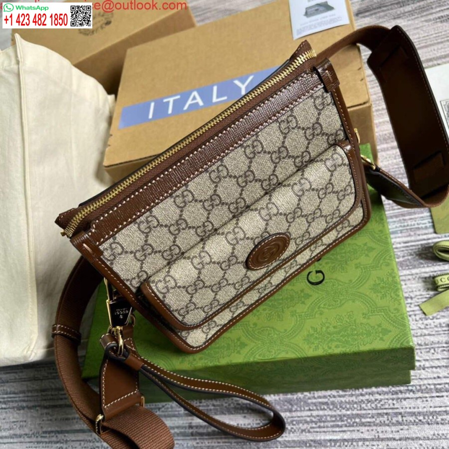 Replica Gucci 674164 Lähettilaukku Lukittavalla G Ruskealla