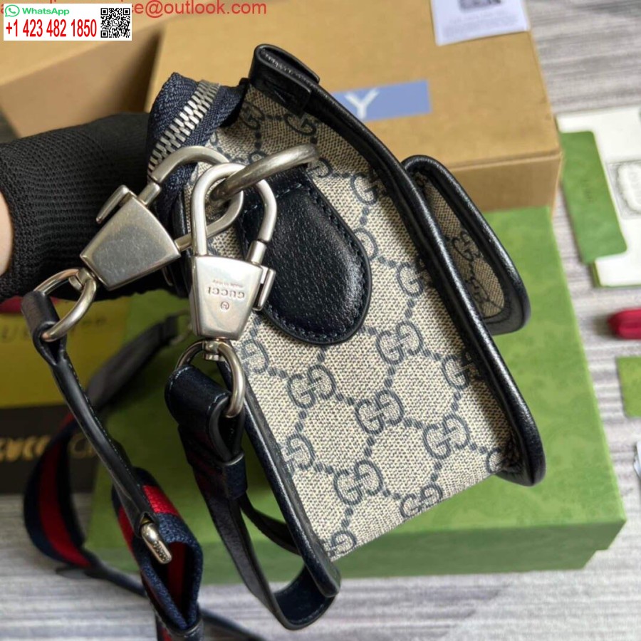 نسخة طبق الأصل من حقيبة غوتشي 674164 رسول مع G المتشابكة الزرقاء