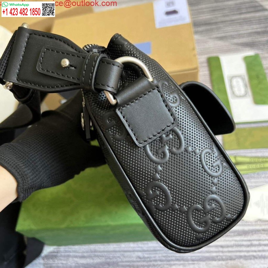 Replik Gucci 674058 Umhängetasche Mit GG-Prägung, Schwarz