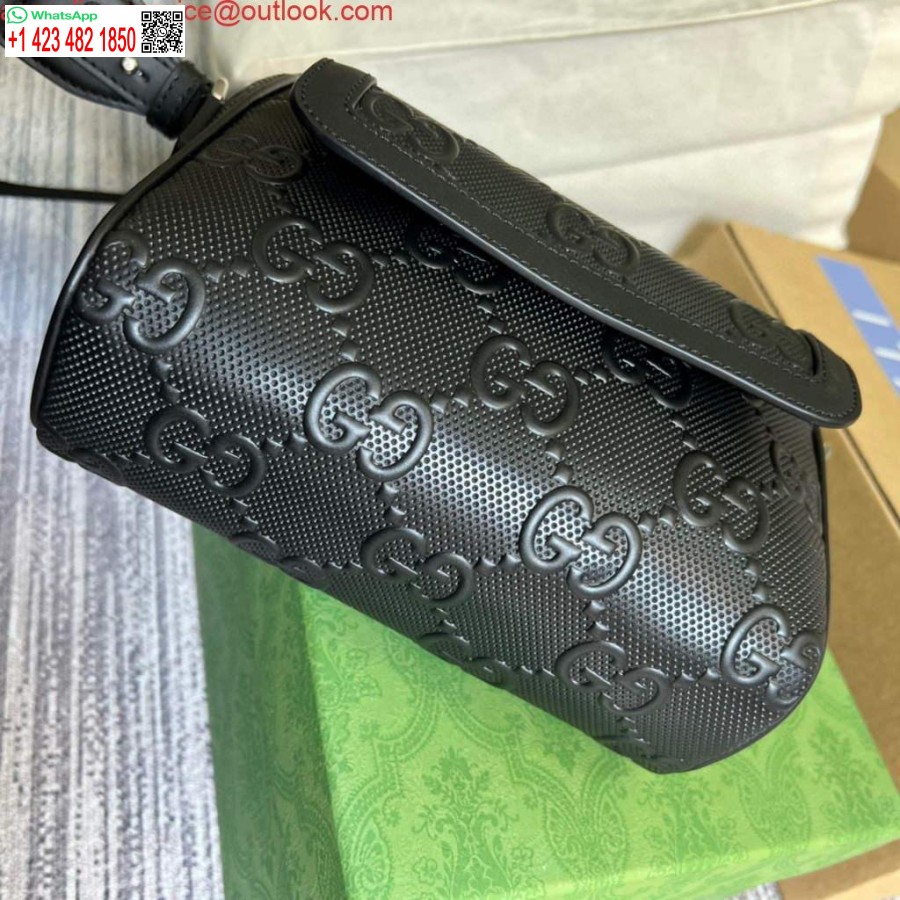 Replik Gucci 674058 Umhängetasche Mit GG-Prägung, Schwarz