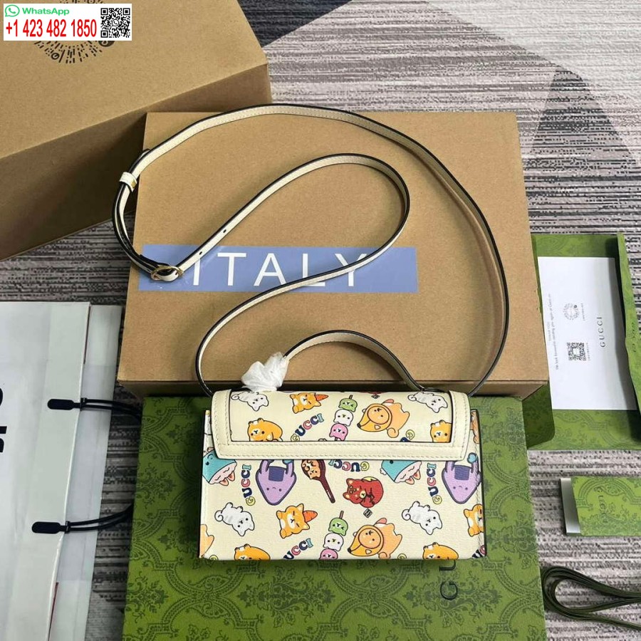 Replica Gucci 652683 Hengelås Mini Bag Hvitt Lær Dyreprint
