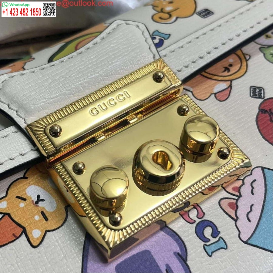 Replica Gucci 652683 Hengelås Mini Bag Hvitt Lær Dyreprint