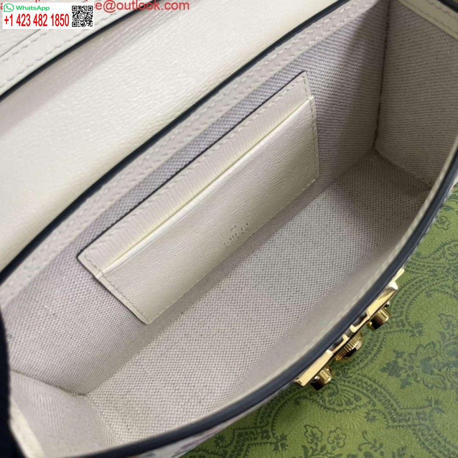 Replica Gucci 652683 Hengelås Mini Bag Hvitt Lær Dyreprint