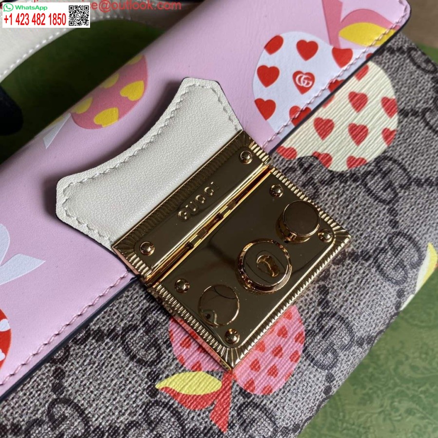 Replica Gucci 652683 Hængelås Mini Taske Pink Og Hvid