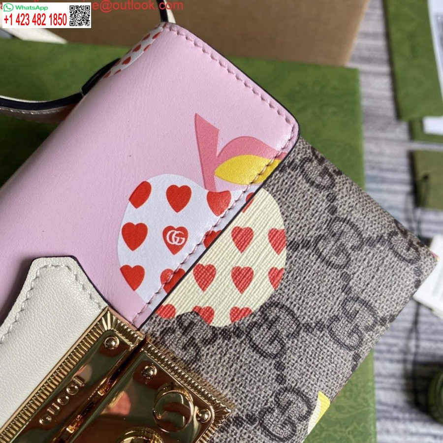 Replica Gucci 652683 Hængelås Mini Taske Pink Og Hvid