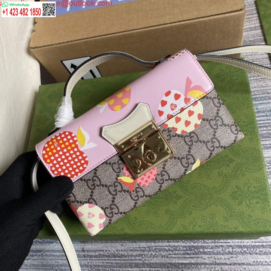 Replica Gucci 652683 Hængelås Mini Taske Pink Og Hvid