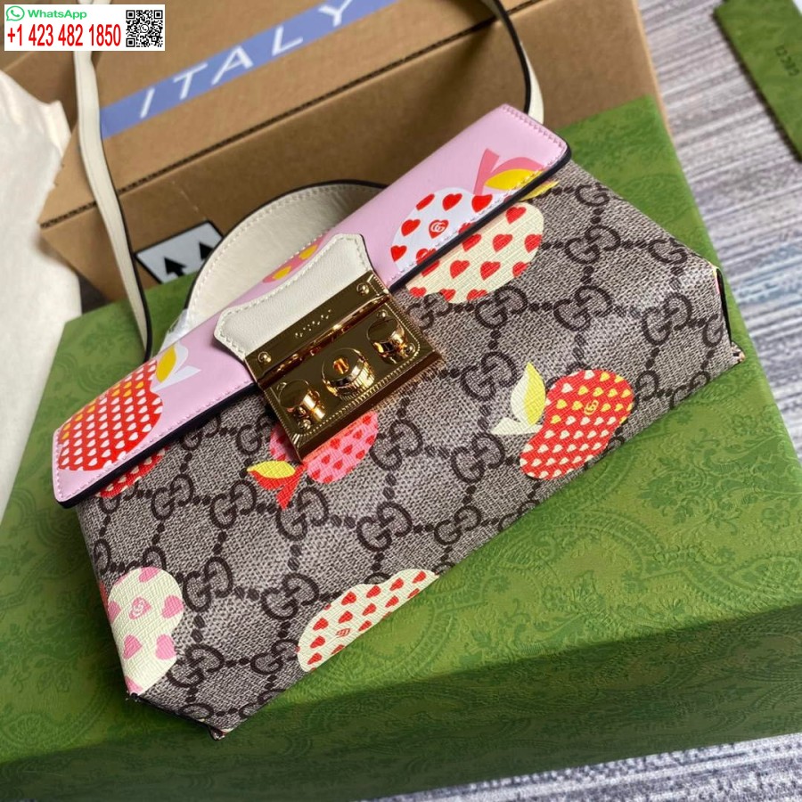 Replica Gucci 652683 Hængelås Mini Taske Pink Og Hvid