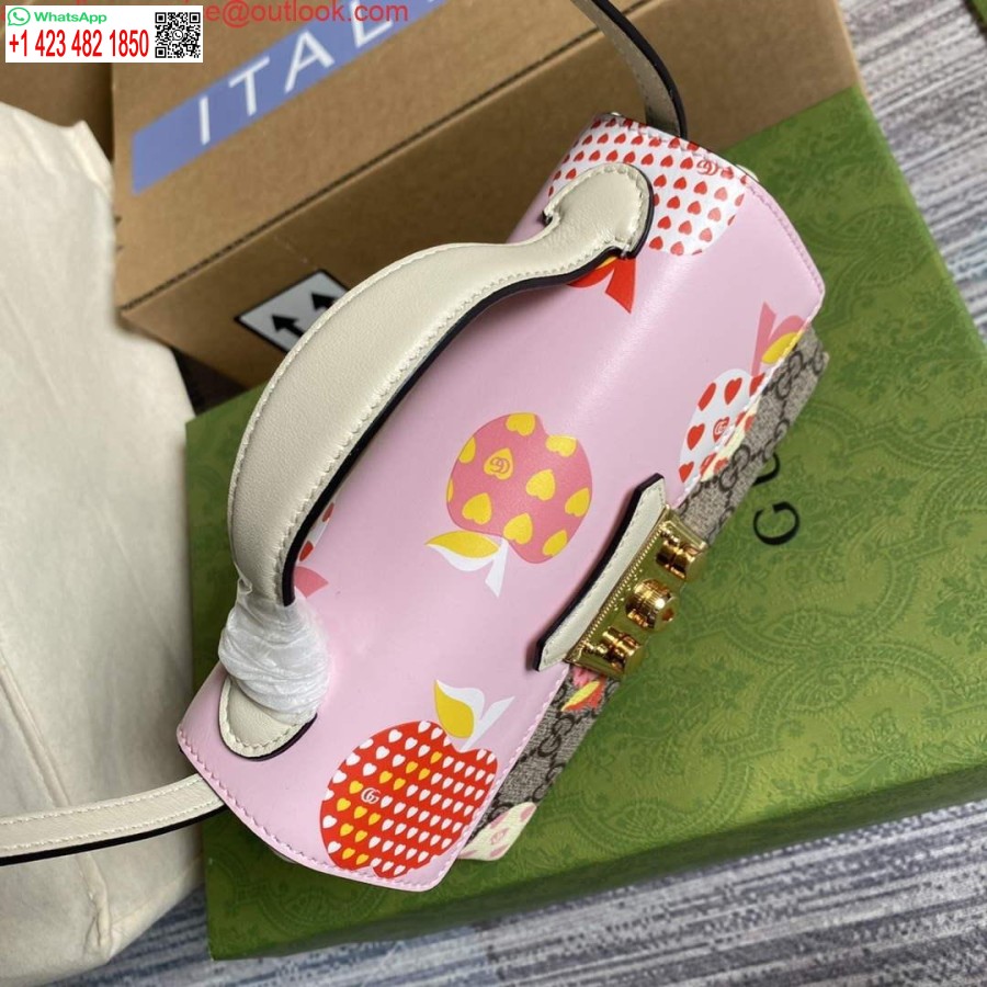 Replica Gucci 652683 Hængelås Mini Taske Pink Og Hvid