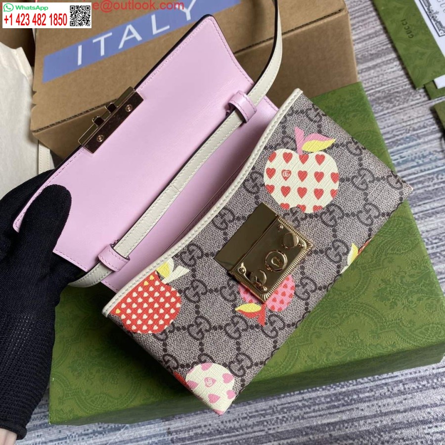 Replica Gucci 652683 Hængelås Mini Taske Pink Og Hvid