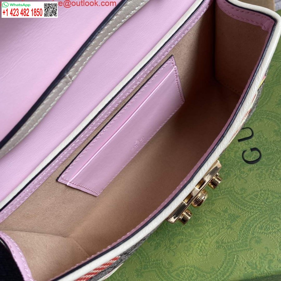 Replica Gucci 652683 Hængelås Mini Taske Pink Og Hvid