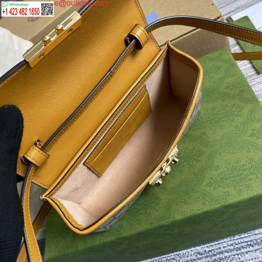 Replika Gucci 652683 Hængelås Mini Taske Elfenben Og Brændt Orange