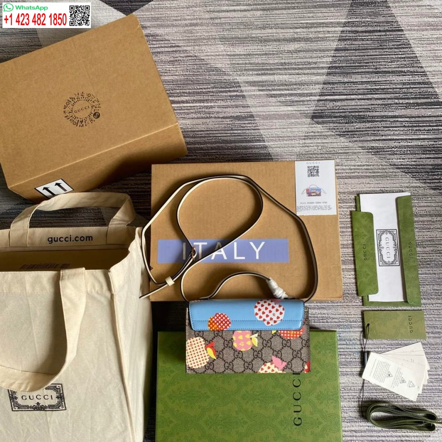 Replica Gucci 652683 Piekaramās Atslēgas Mini Soma Zilā Un Baltā Krāsā