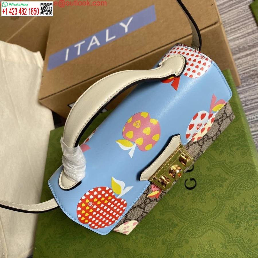 Replica Gucci 652683 Piekaramās Atslēgas Mini Soma Zilā Un Baltā Krāsā