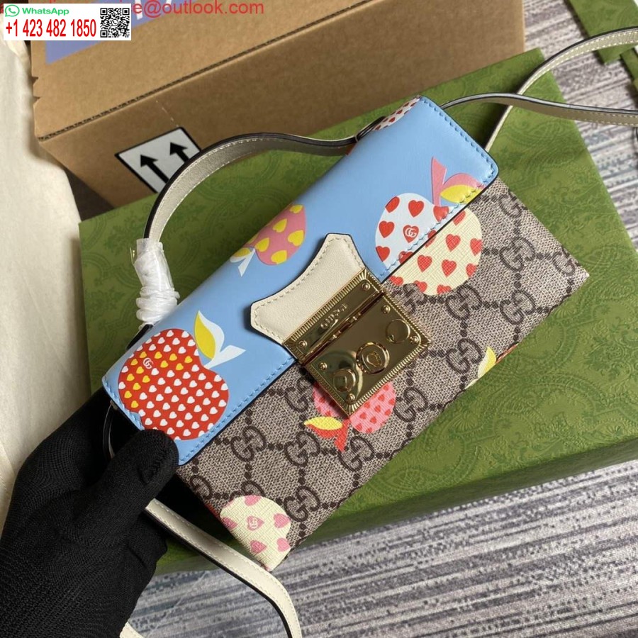 Replica Gucci 652683 Piekaramās Atslēgas Mini Soma Zilā Un Baltā Krāsā