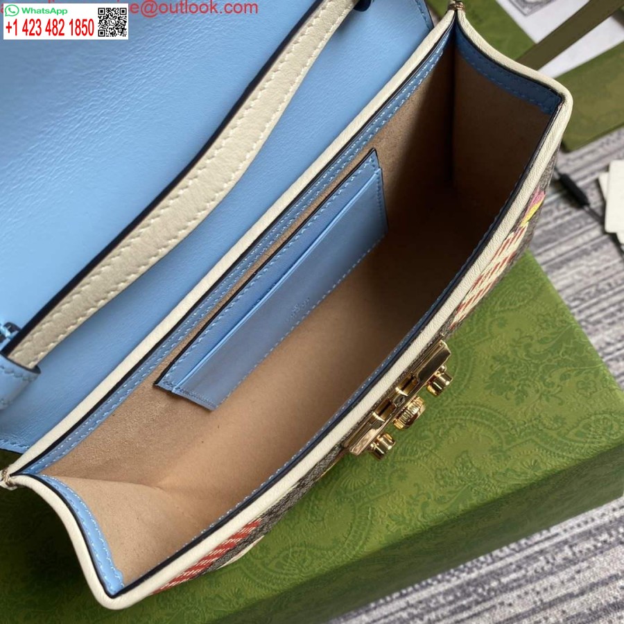 Replica Gucci 652683 Piekaramās Atslēgas Mini Soma Zilā Un Baltā Krāsā